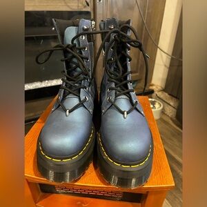 Dr. Martens Shimmering Blue Combat Boots